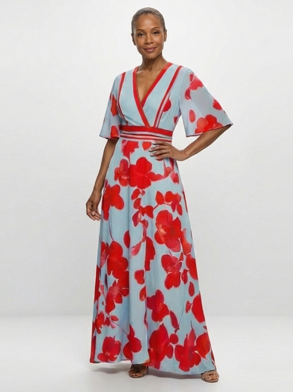 Lina – Elegant Floral Short Sleeve Dress for Women - Image 4