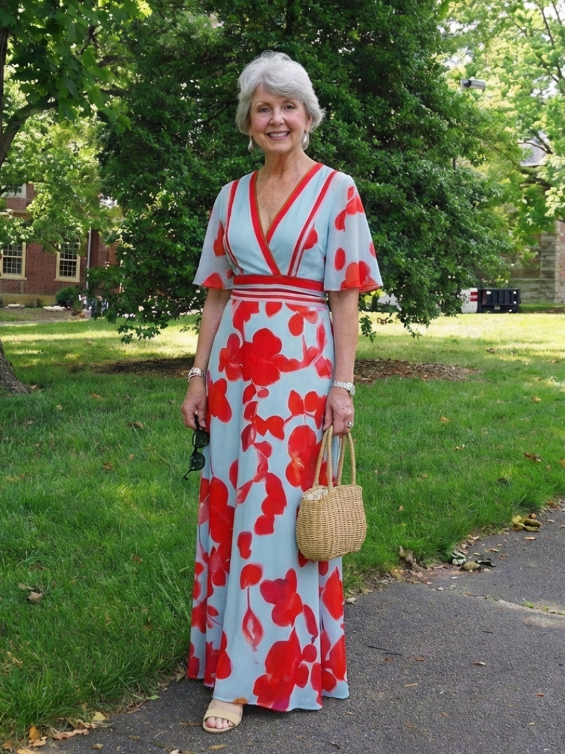 Lina – Elegant Floral Short Sleeve Dress for Women - Image 6