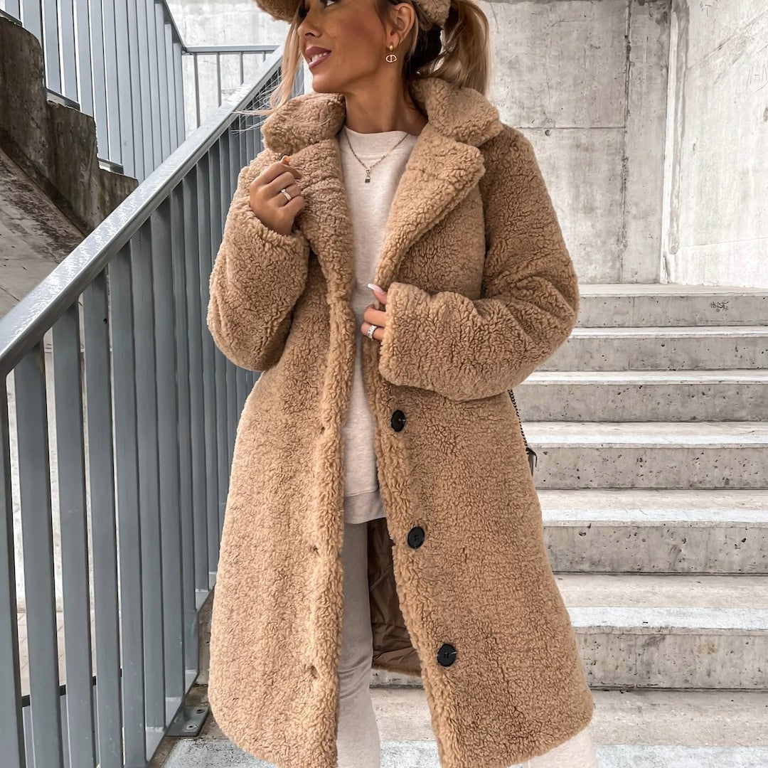 Olivia - Płaszcz kaszmir z miękkiego futerka dla kobiet