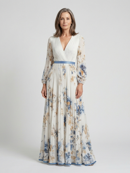 Emma – Elegant Long sleeve V Neck Dress for Women - Image 1