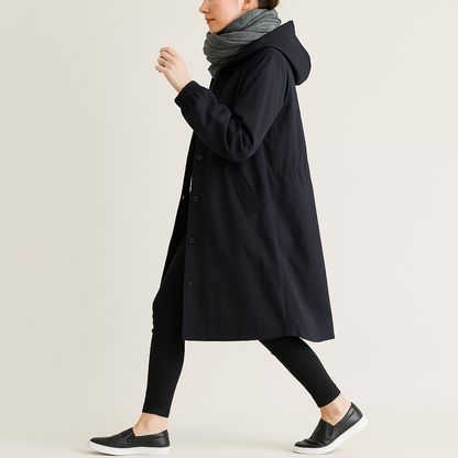 Laura – Długa Kurtka z Kapturem o Prostym Kroju