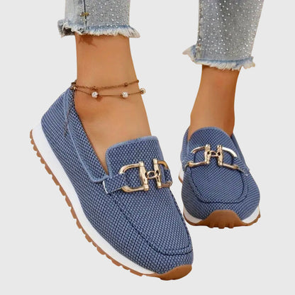 Britta – Women Metal Accent Slip On Loafers - Image 1