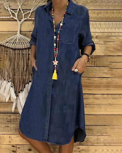Claudia – Elegant summer Denim dress for Women - Image 2