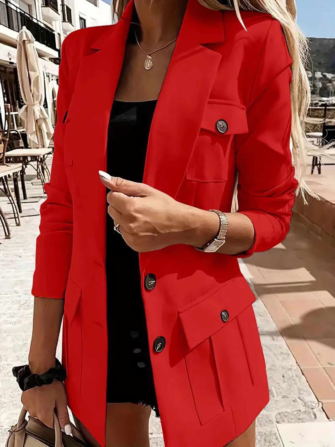 Sophia - Marynarka damska elegancka slim fit z kieszeniami i guzikami