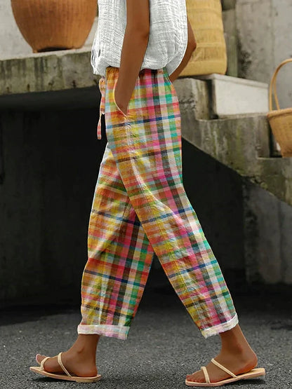 Frieda – Women Comfortable Checkered Pants - Image 1