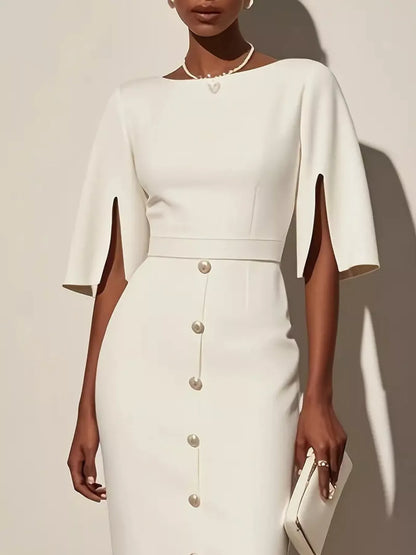 Elvira – Elegant Slit Sleeve Dress - Image 5