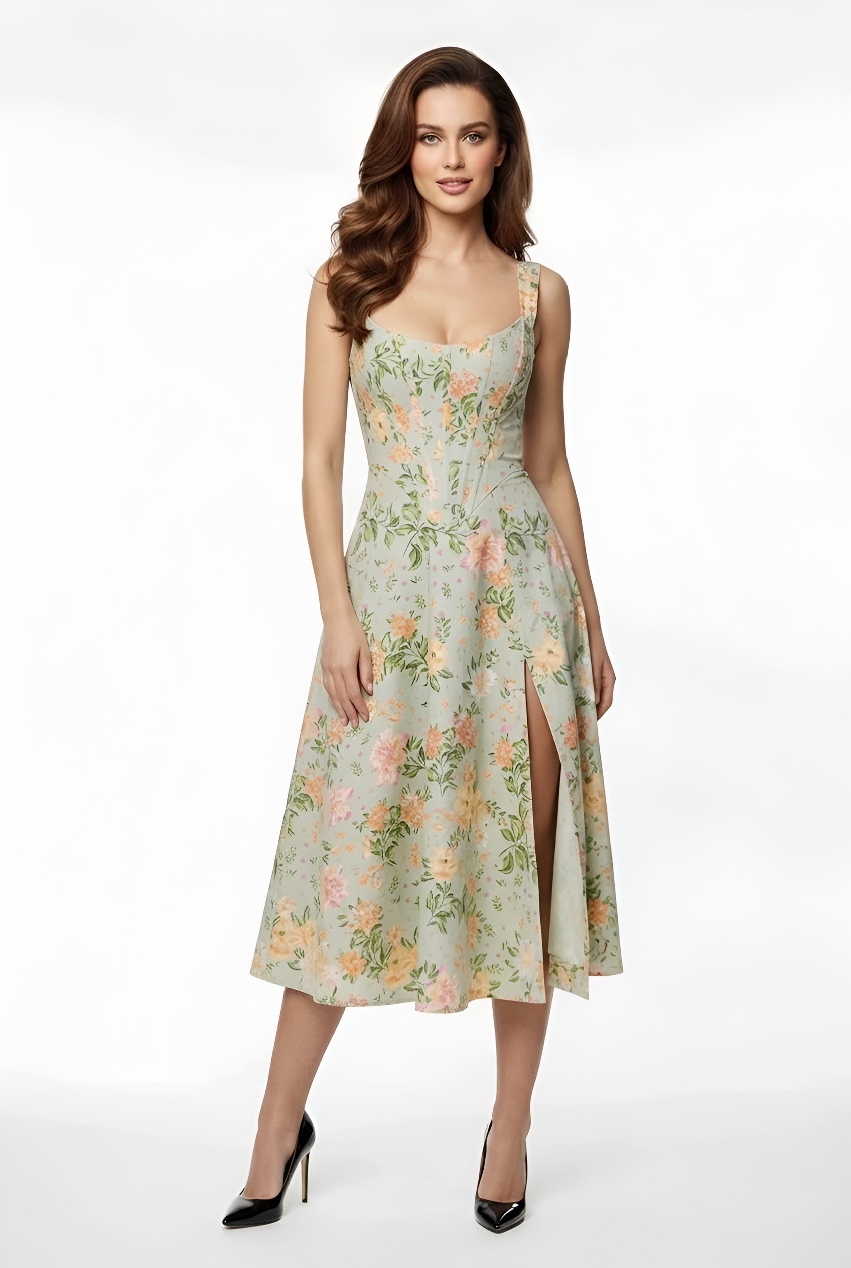 Franziska – Elegant off shoulder party dress midi with slit for Women - Image 9