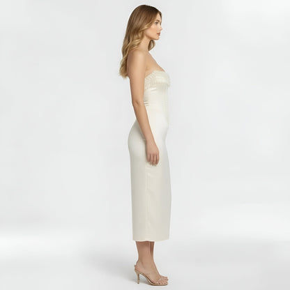 Brigitte – Elegant strapless fitted corset midi dress for Women - Image 2