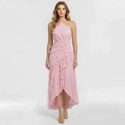 Ingrid – Elegant long dress with ruffles and pleats for Women - Image 4
