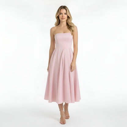 Gisela – Elegant strapless midi dress with full skirt for Women - Image 5