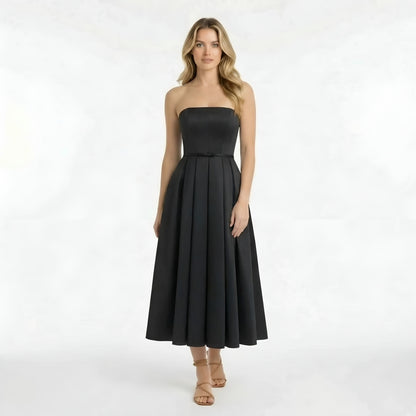 Gisela – Elegant strapless midi dress with full skirt for Women - Image 1