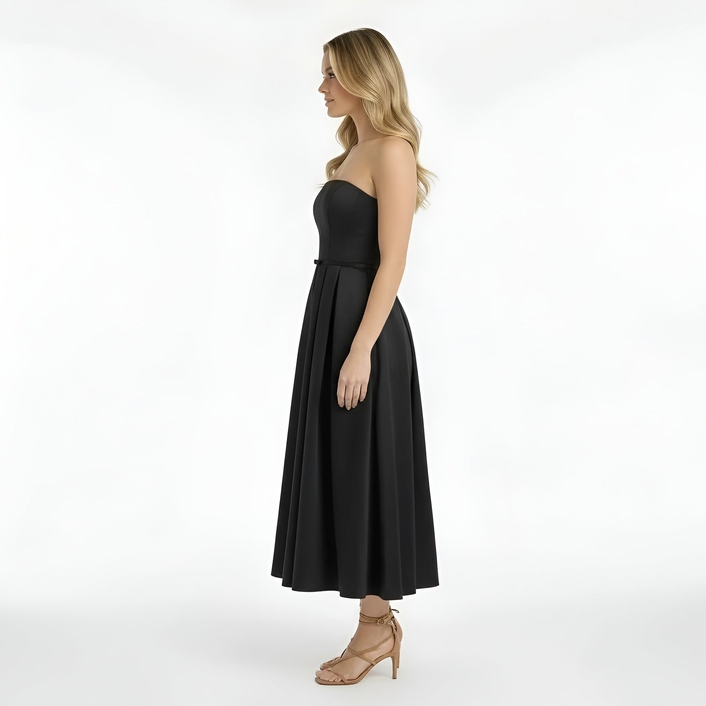 Gisela – Elegant strapless midi dress with full skirt for Women - Image 2