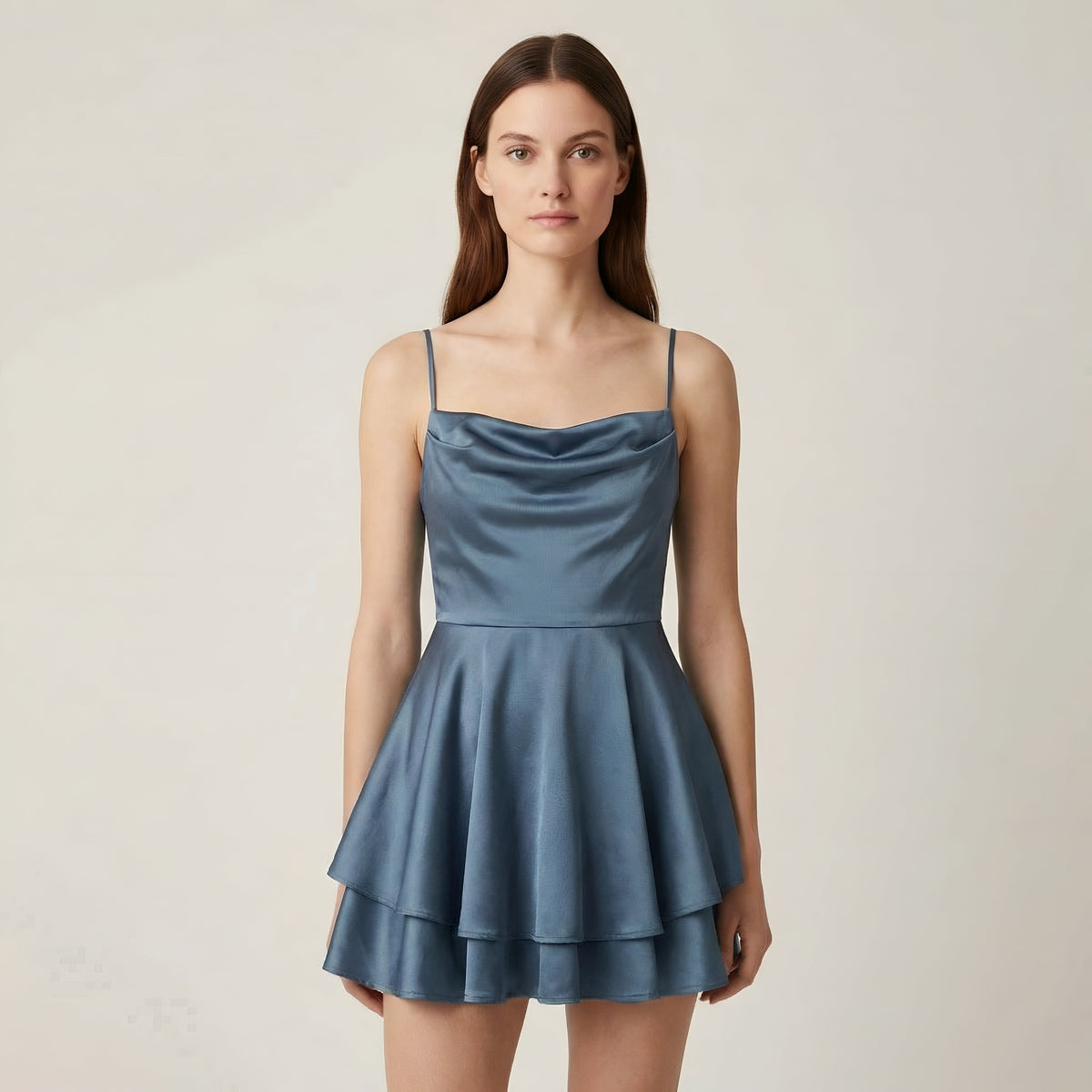 Luna – Elegant Mini satin Dress with straps for Women - Image 12