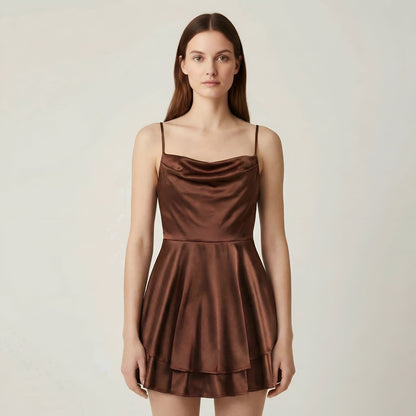 Luna – Elegant Mini satin Dress with straps for Women - Image 10