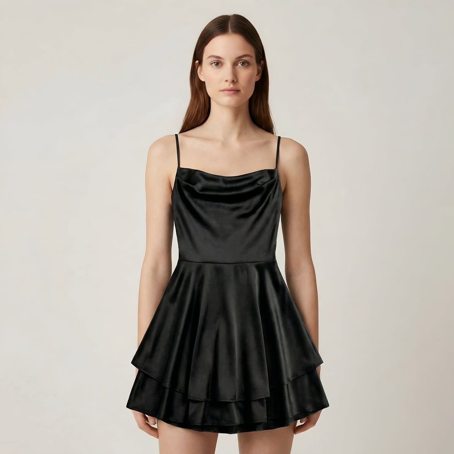 Luna – Elegant Mini satin Dress with straps for Women - Image 8