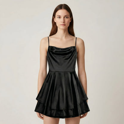 Luna – Elegant Mini satin Dress with straps for Women - Image 8