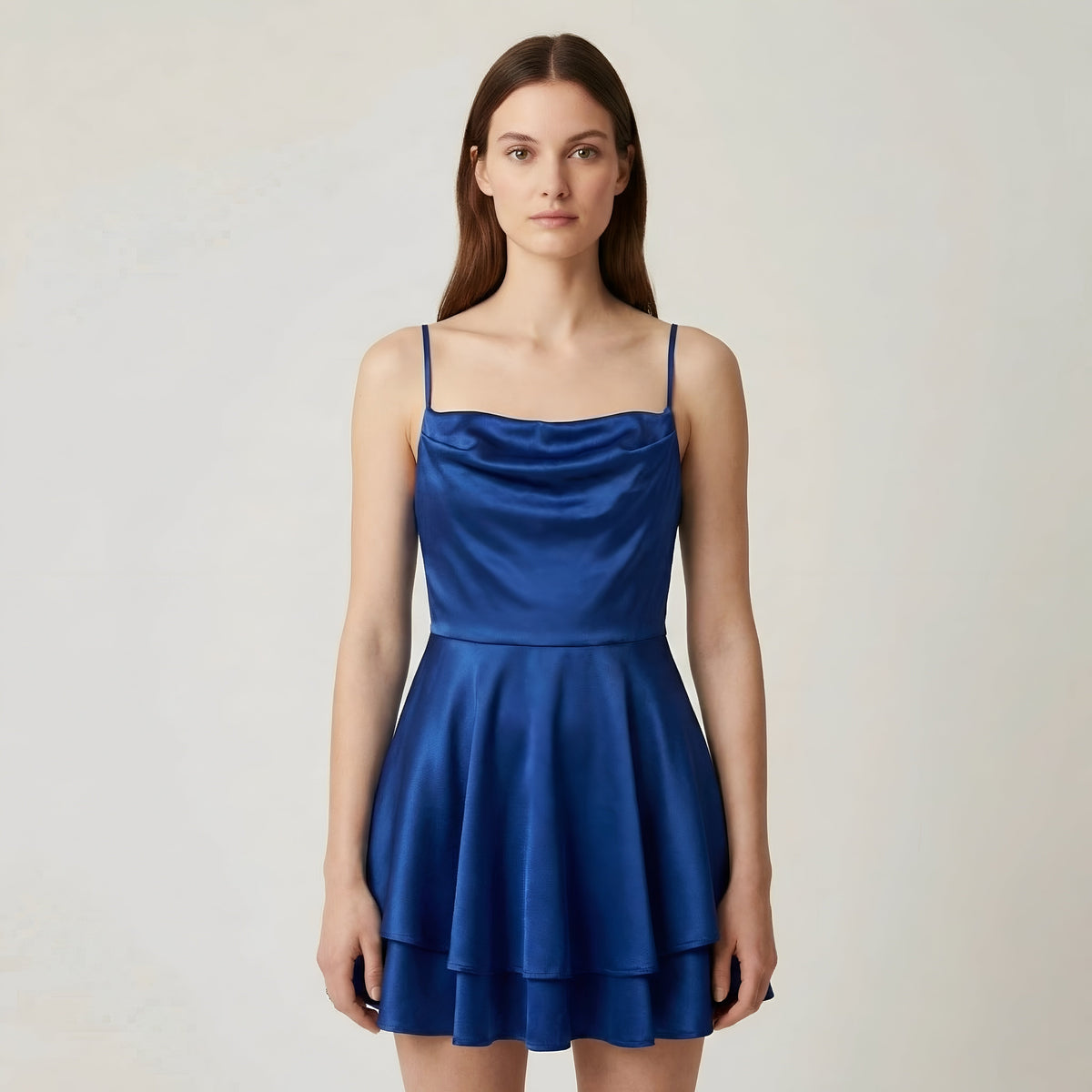 Luna – Elegant Mini satin Dress with straps for Women - Image 7
