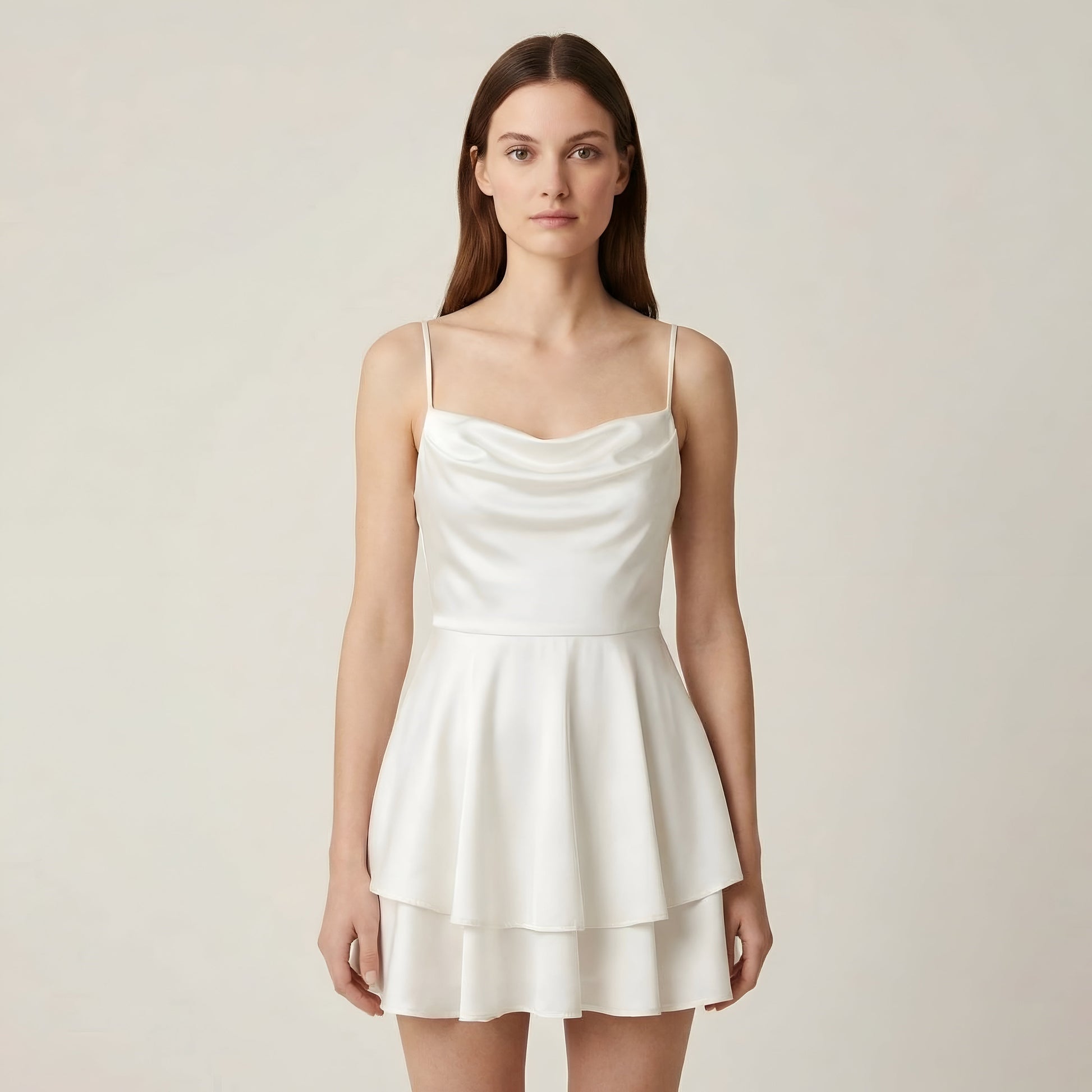 Luna – Elegant Mini satin Dress with straps for Women - Image 4