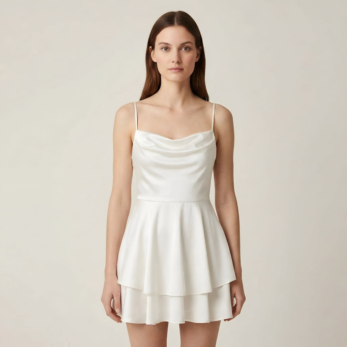 Luna – Elegant Mini satin Dress with straps for Women - Image 4