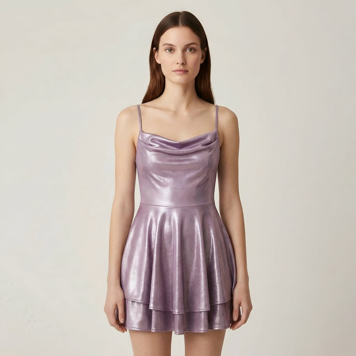 Luna – Elegant Mini satin Dress with straps for Women - Image 13