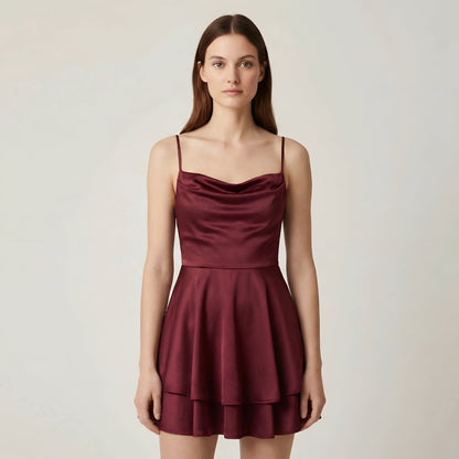 Luna – Elegant Mini satin Dress with straps for Women - Image 1