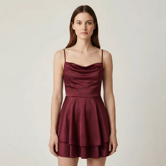 Luna – Elegant Mini satin Dress with straps for Women - Image 1