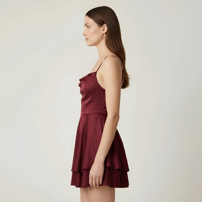 Luna – Elegant Mini satin Dress with straps for Women - Image 2