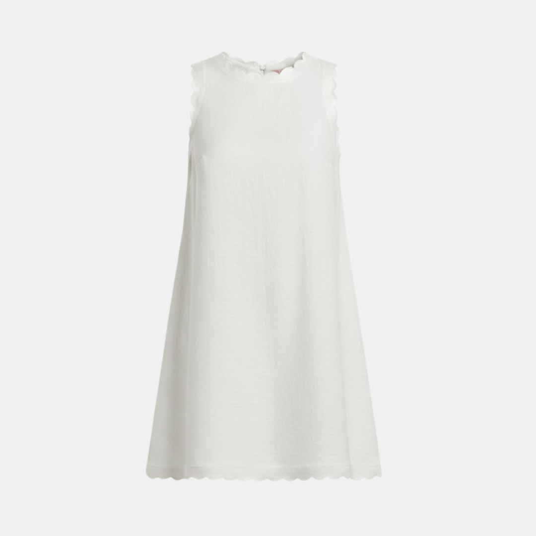 Ella - Women's Mini Dress White Linen - Image 9