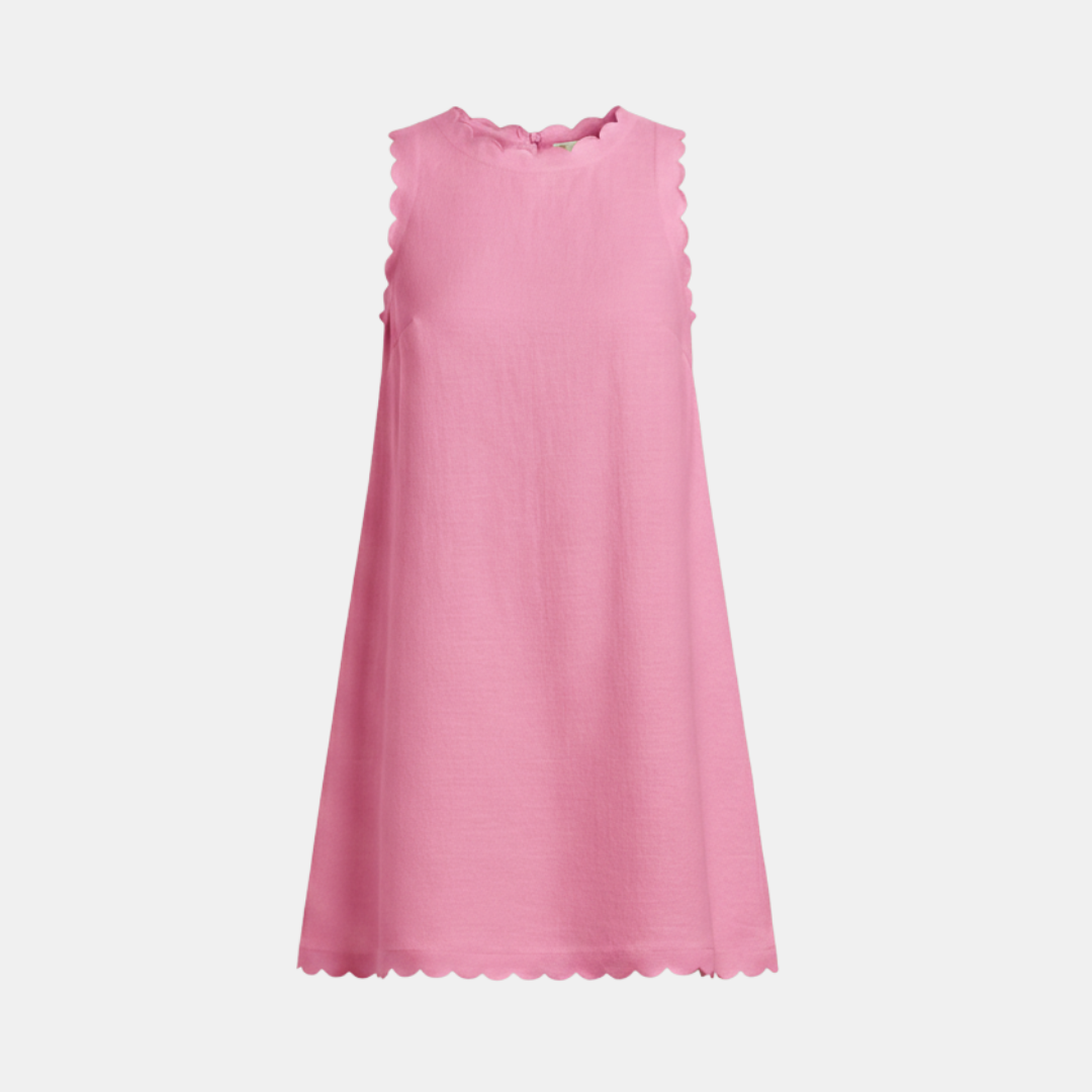 Ella - Women's Mini Dress White Linen - Image 10