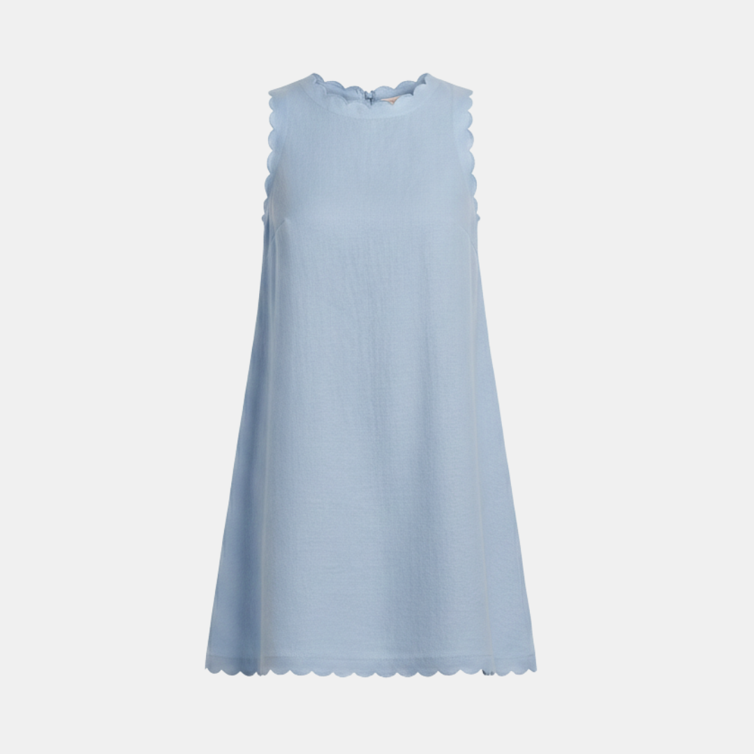 Ella - Women's Mini Dress White Linen - Image 11