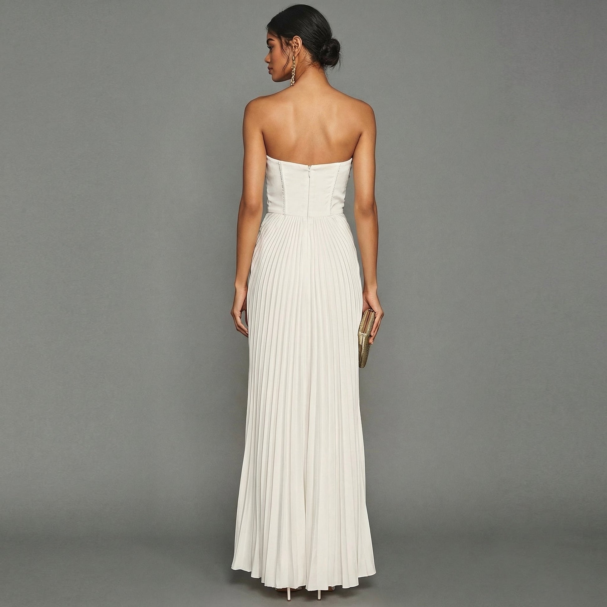 Lia – Long Pleated Strapless Dress - Image 2