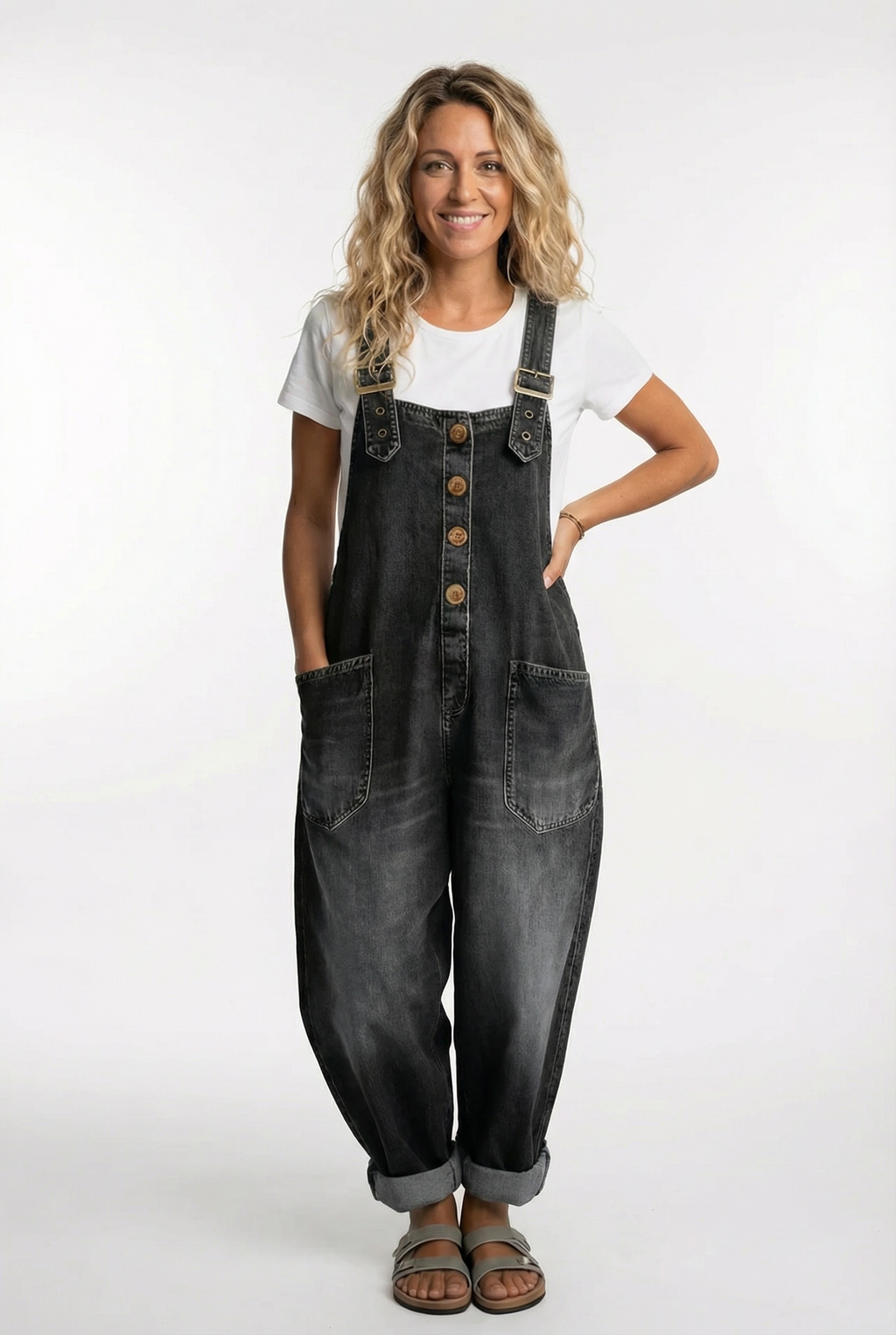 Lotte – Stylish Buckle Denim Overall - Image 3