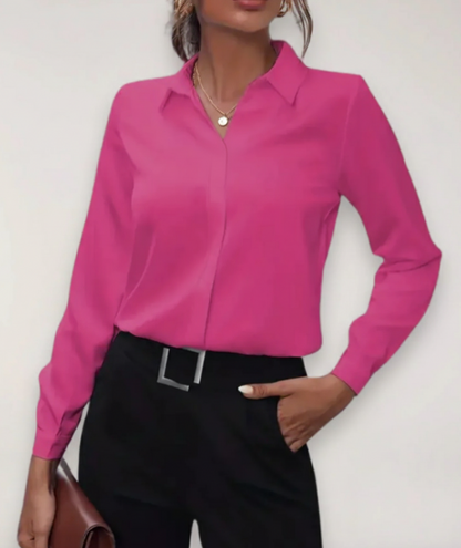 Sarah – Damen-Bürobluse mit Knöpfen für den Frühling - Image 2
