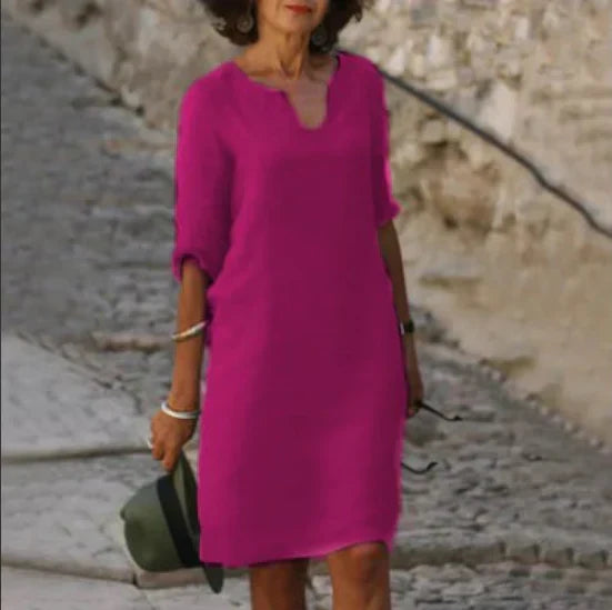 Clara – Damska sukienka o prostym kroju z dekoltem V