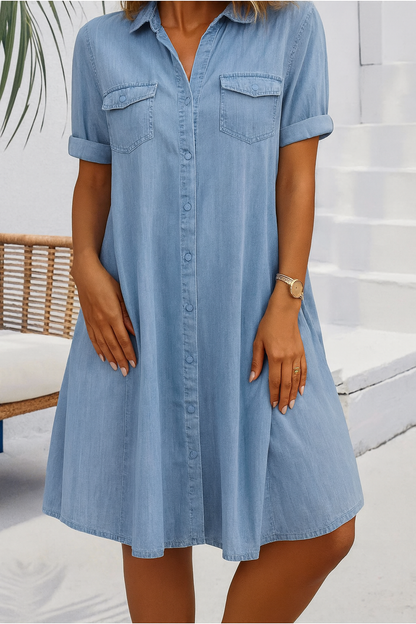 Nicole – Women Denim Button-Up Dress - Image 1
