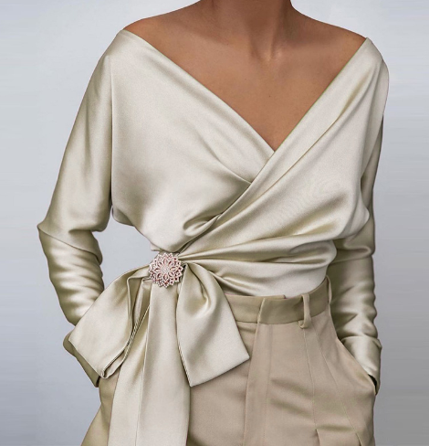 Josefine – Women Satin Wrap with Tie Blouse - Image 8