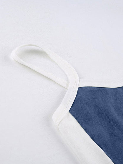 Paula – Vintage’owy krótki top damski na ramiączkach z kontrastowym wykończeniem