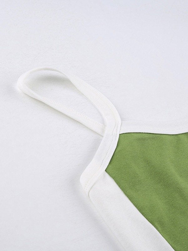 Paula – Vintage’owy krótki top damski na ramiączkach z kontrastowym wykończeniem