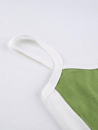 Paula – Vintage’owy krótki top damski na ramiączkach z kontrastowym wykończeniem