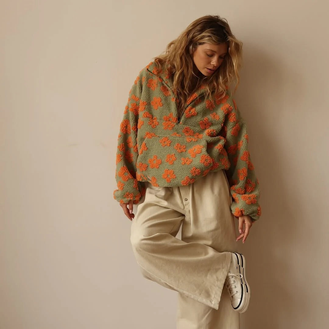 Kurtka damska oversize z kwiatowym wzorem | L&V - 6 - Livia-Moda