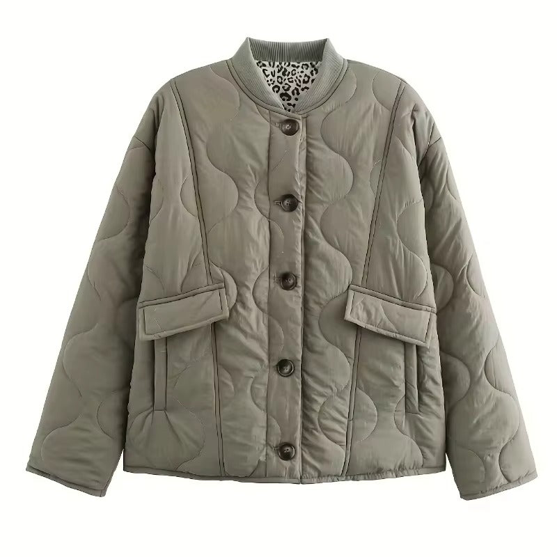 Emma – Pikowana damska kurtka przejściowa z kieszeniami i stylowymi mankietami