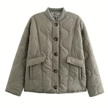 Emma – Pikowana damska kurtka przejściowa z kieszeniami i stylowymi mankietami