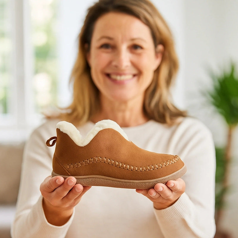 Clara – Damskie ocieplane kapcie domowe z miękkim futerkiem