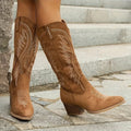 Damskie buty westernowe z haftem i obcasem blokowym | L&V - 1 - Livia-Moda