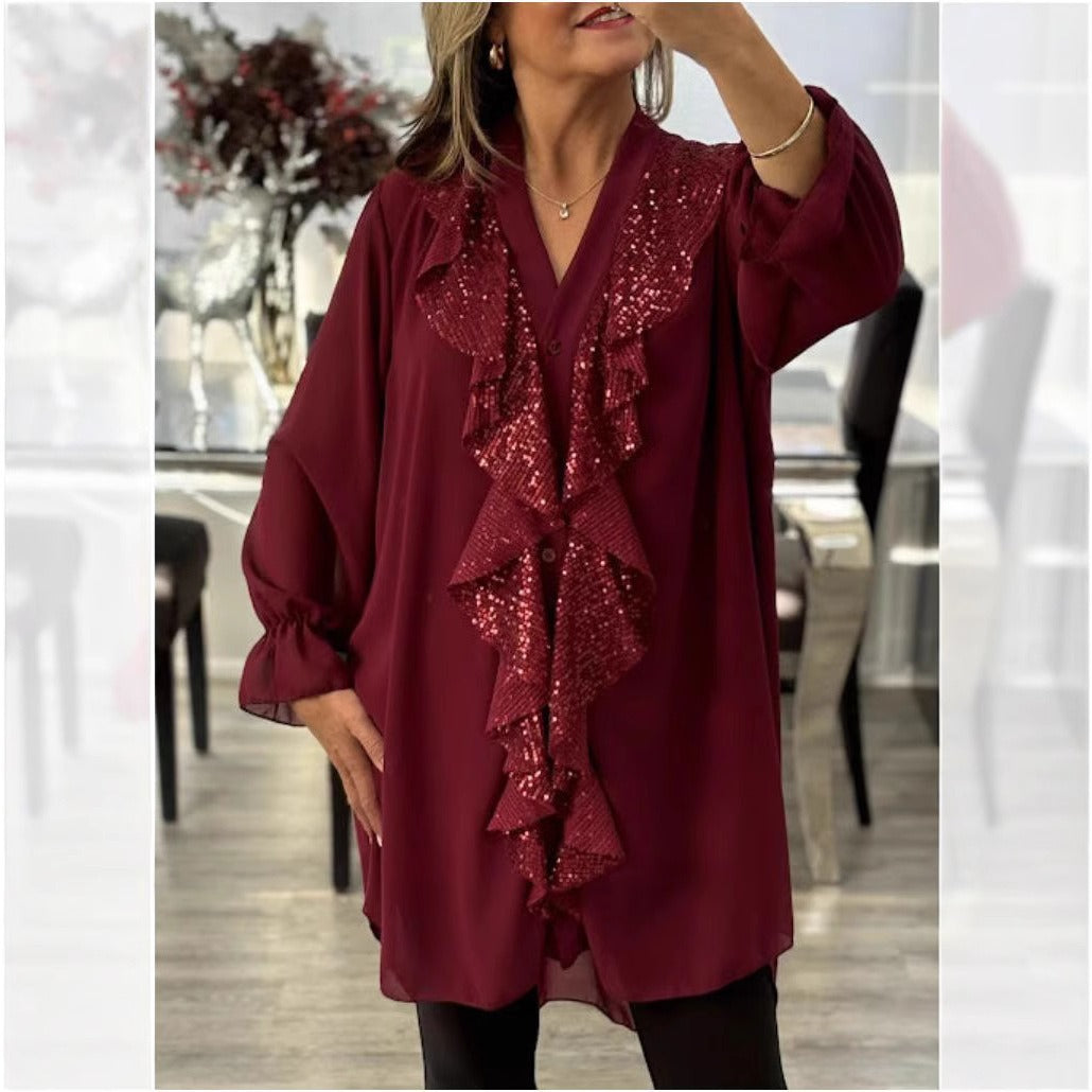 Sarah – Elegancka bluzka z falbanami