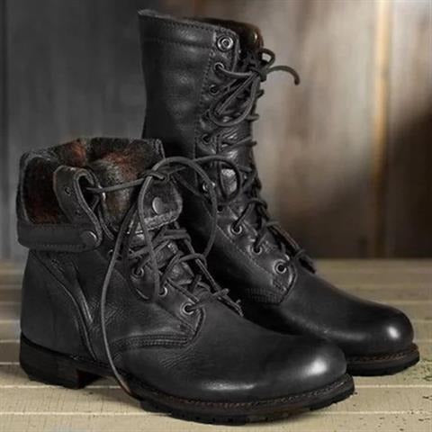 Męskie buty skórzane z ociepleniem i solidną podeszwą | L&V - 2 - Livia-Moda