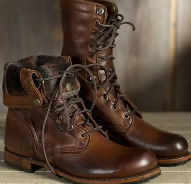 Męskie buty skórzane z ociepleniem i solidną podeszwą | L&V - 1 - Livia-Moda