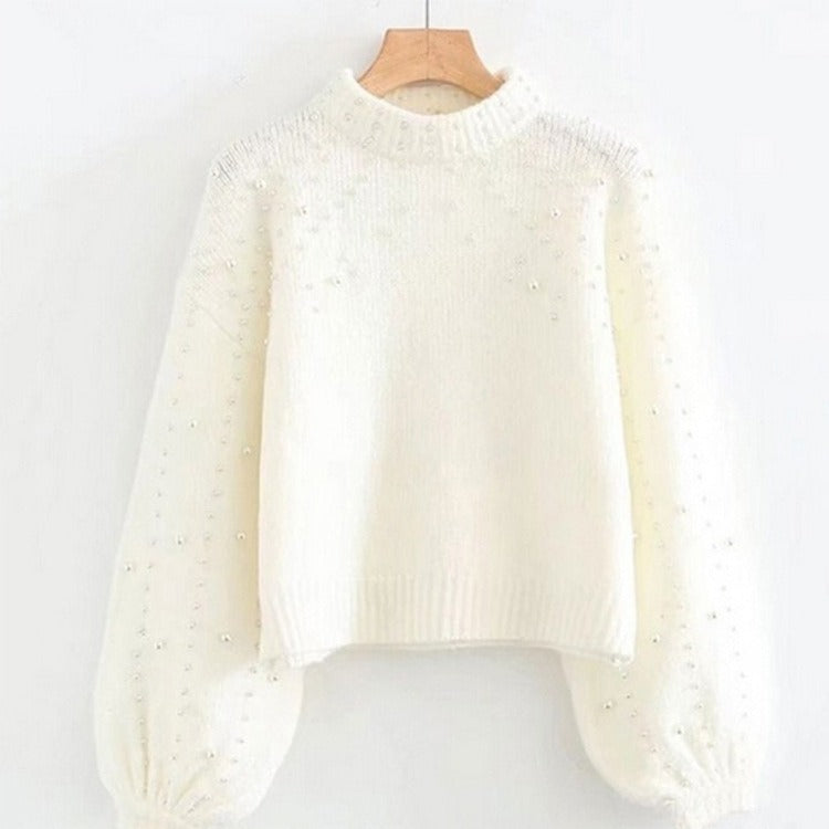 Lieselotte – Damski sweter z perłowymi detalami