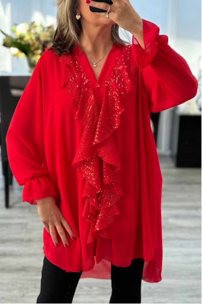 Sarah – Elegancka bluzka z falbanami