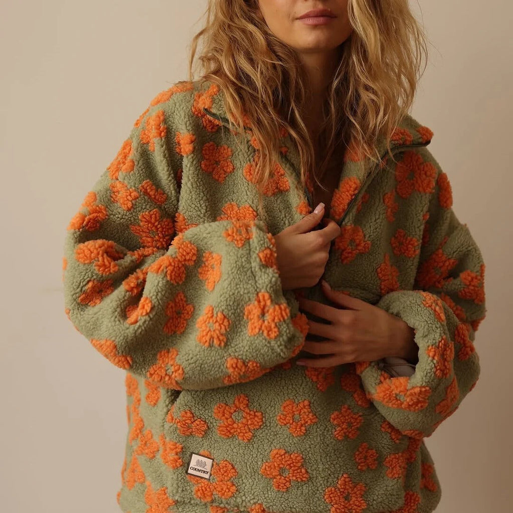 Kurtka damska oversize z kwiatowym wzorem | L&V - 1 - Livia-Moda